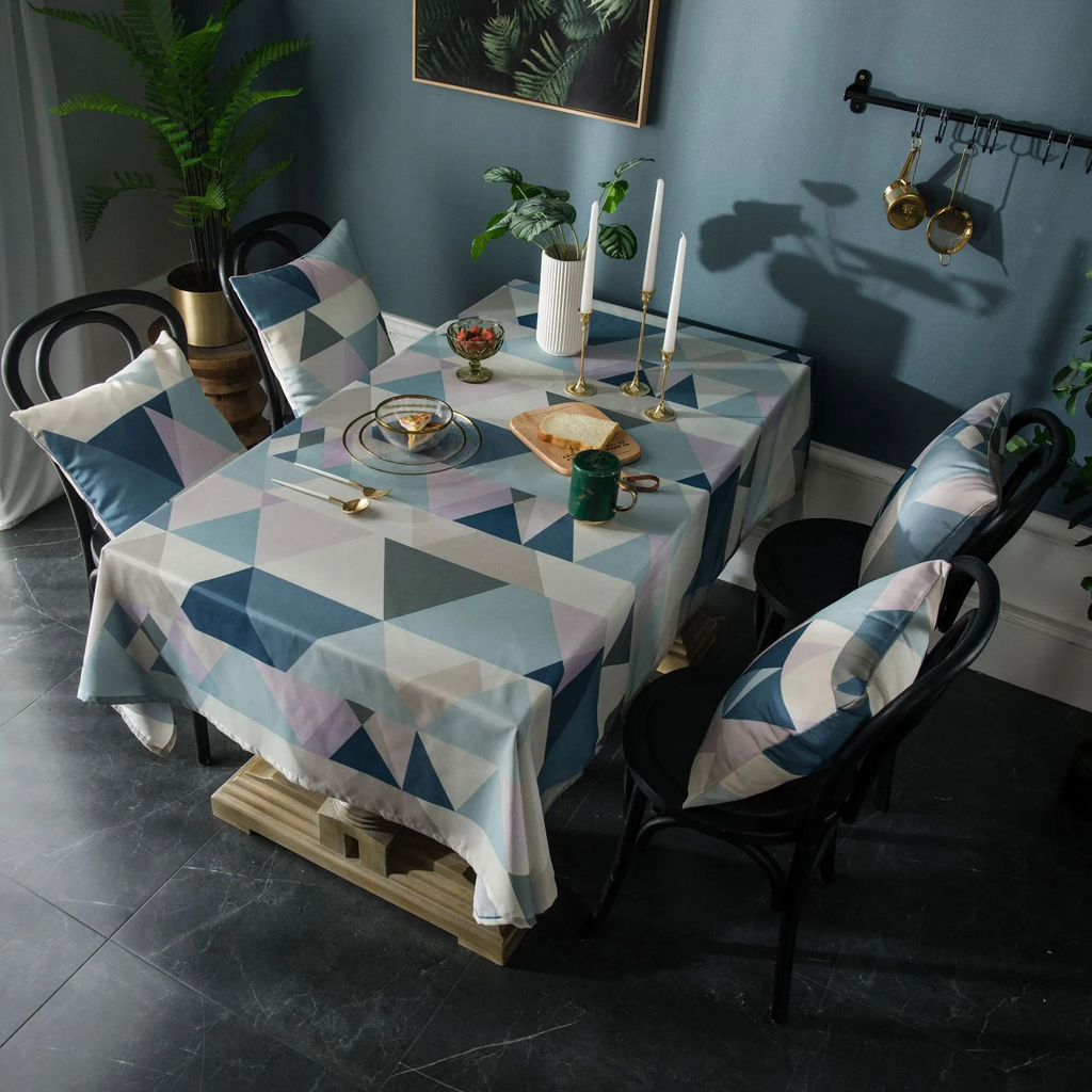 Rectangular Waterproof Nordic Geometric Pattern Dining Table Cloth