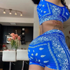 Fashion Paisley Printed Cropped Camis Tight Shorts Two-Piece Set