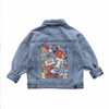 Kids Girls Casual Cartoon Pattern Long Sleeve Lapel Denim Coat