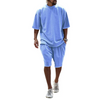 Men Summer Fashion Casual Sports Solid Color Loose Round Neck T-Shirt Shorts Set