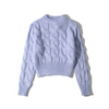 Casual Autumn Winter Solid Color Braided Long Sleeve Cropped Knitted Sweater