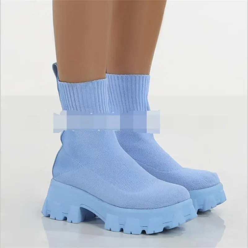 Women Fashion Elastic Round-Toe Short Boots