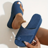 Women Fashion Casual Plus Size Solid Color Denim Thick-Soled Slippers