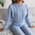 Fashion Casual Autumn Winter Solid Color Braided Long Sleeve Cropped Knitted Sweater