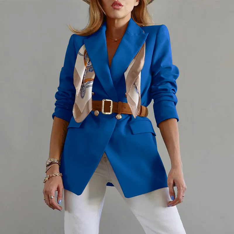 Women Fashion Casual Solid Color Long Sleeve Blazer Coat