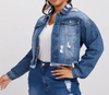 Women Ripped Denim Jacket