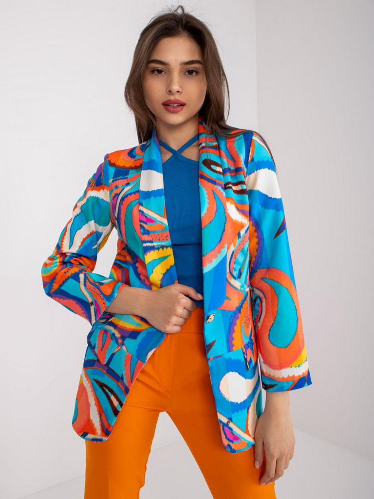 Women Fashion Casual Multicolor Pattern Printed Suit Jacket Blazers