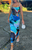 Women'S Fashion Sexy Abstract Tie-Dye Printing Slim Spaghetti Strap Dress