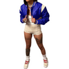 Women Fashion Ultra-Short Baseball Uniform Pu Leather Jacket Coat