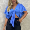 Women'S Fashion Solid Color Ruffle Crop Top