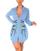 Women'S Fashion Coloured Ribbon Bandage Defined Waist Long-Sleeved Shirt