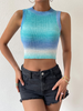 Women Fashion Summer Vacation Backless Gradient Color Knitted Crop Top