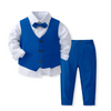 Kids Toddler Boys Party Clothing British Style Waistcoat Solid Color Long Sleeve Lapel Shirt Trousers Set