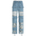 Women Fashion Casual Defined Waist Ripped Wide-Leg Jeans