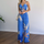 Fashion Women Sexy Summer Vacation Leaf Print Camis High Waist Wide Leg Pants Casual Set