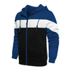 Men Fashion Patchwork Contrast Color Hooded Long Sleeve Loose Jacket