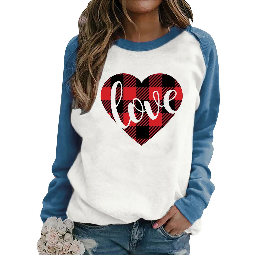 Valentine'S Day Fashion Women'S Long Sleeve Heart Printing Crew Neck Sweatshirt