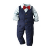 Classic Style Boy Shirt And Button Design Vest And Pant With Bowtie