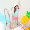 (Buy 1 Get 1) Children Kids Baby Fashion Girls Long Sleeve Quick-Drying Cartoon Flamingo Print Swimsuit 3pcs Set