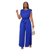 Women Solid Color Sleeveless Waist Loose Fashion Wide Leg Jumpsuit