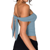 Women'S Fashion Sexy Solid Color Backless Bandage Off-Shoulder Halter Top