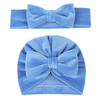 Mother And Child Simple Solid Color Bowknot Velvet Hat Two-Piece Set