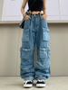 Women'S Light Color Fashion Streetwear Edgy Casual Loose Simple Cargo Jeans