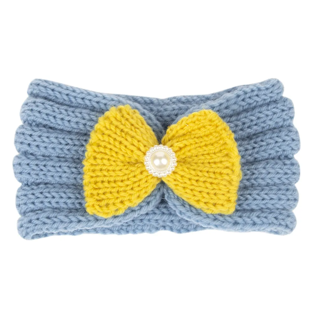 Kids Cute Bowknot Bunny Ears Wool Warm Headband