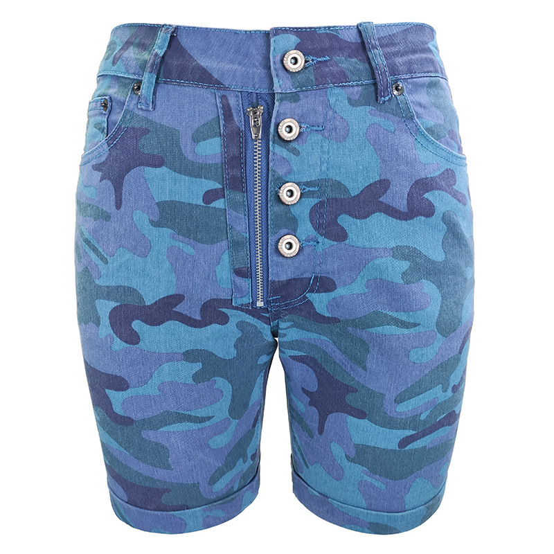 Women Fashion Casual Camouflage Printing Denim Shorts