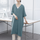Women Fashion Minimalist Casual Loose Solid Color Short-Sleeve V-Neck Single-Breasted Dress