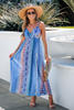 Women Fashion Casual Printed Backless Sling Maxi Dress