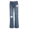 Women'S Vintage Edgy Stars Printing Asymmetric Straight Jeans