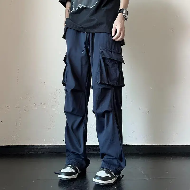 Men Fashion Casual Versatil Solid Color Multi Pocket Cargo Jogger Pants