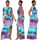 Women'S Fashion Sexy Tie Dye Printed Slanted Shoulder One Side Long Sleeve Slit Dress