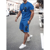 Men Basic Short Sleeve Round Neck Letter Printed T-Shirt And Drawstring Waist Shorts Two-Piece Set