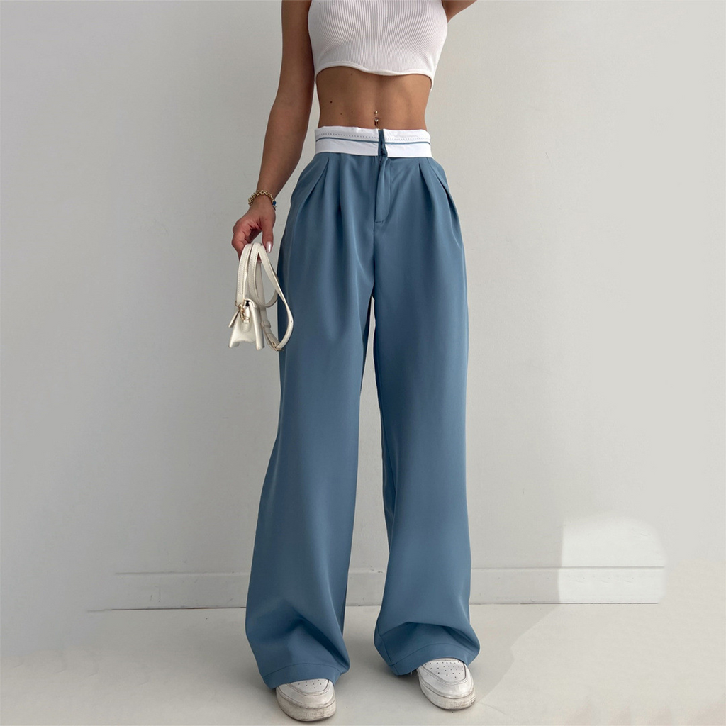 Spring And Summer Women Fashion Casual Versatile Loose High-Waist Pants