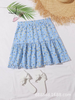 Women Summer Vacation Floral Print Chiffon Skirt