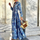 Women Ramadan /Eid Fashion Boho Paisley Printing Long Sleeve Dress