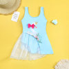 Children Kids Baby Fashion Girls Cute Swan Print One-Piece Swimsuit