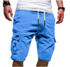 Men Casual Mid-Rise Solid Color Multi-Pocket Sports Shorts