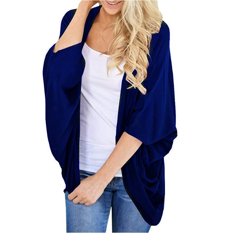 Women Casual Solid Color Half Sleeve Cardigan