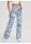 Women Fashion Loose Washed Geometric Pattern High Waist Wide Leg Jeans