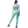 2 pieces Women'S Tie Dye Long Sleeve Backless Jacquard Fitness Bubble Yoga Clothes 2-Piece Set