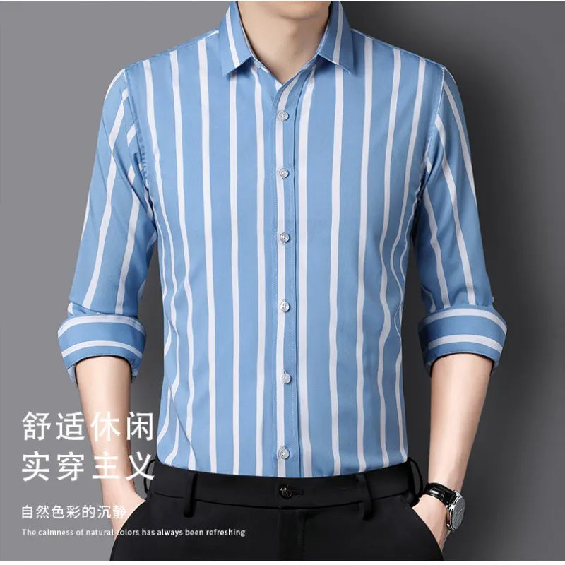 Men'S Casual Stripe Long Sleeve Slim Shirt