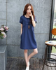 Women Fashion Minimalist Casual Solid Color Round Neck Short Sleeve Dress