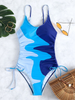 Women'S Sexy Irregular Gradient Printed Tight Backless One-Piece Swimsuit