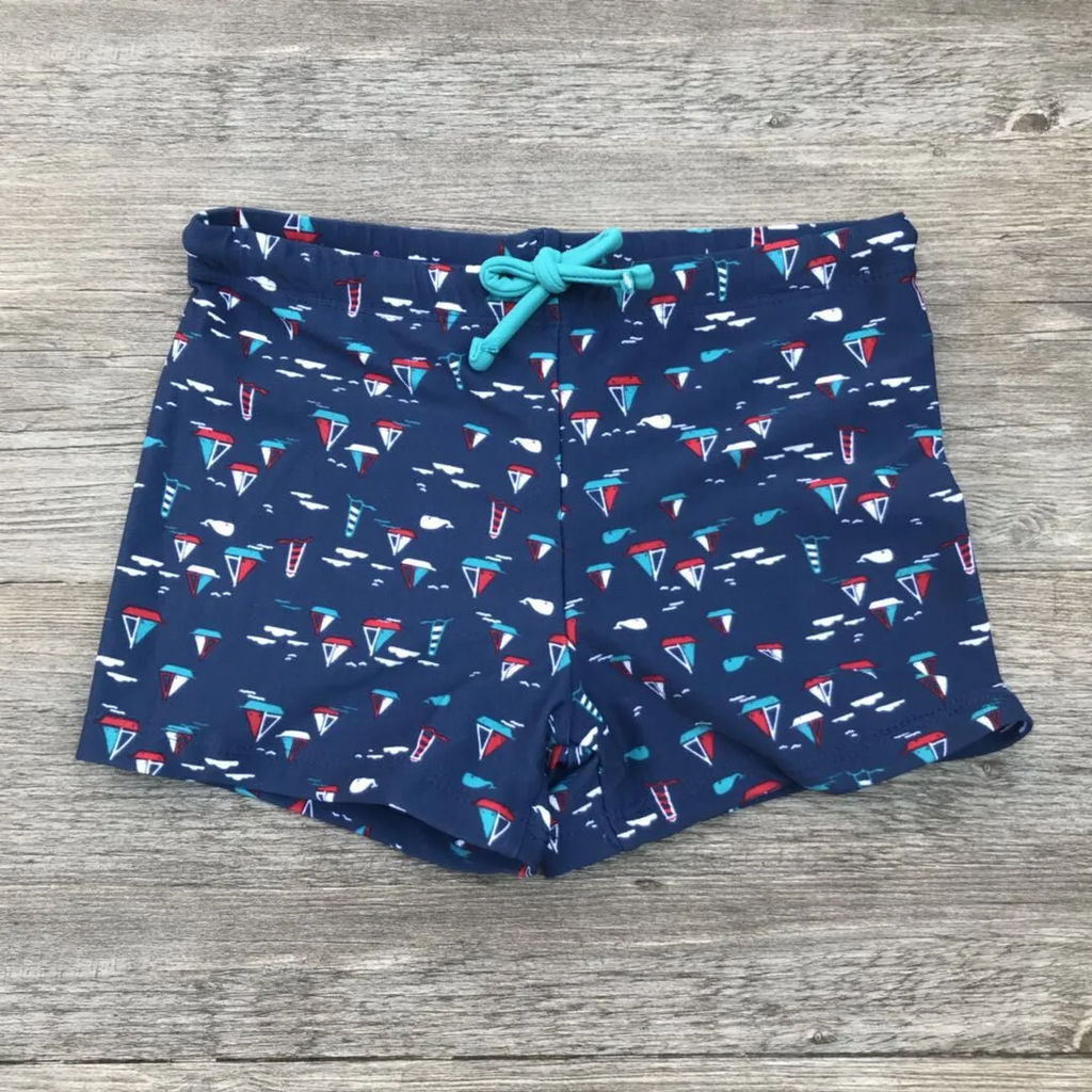 Kids Boys Basic Cartoon Animal Shark Stripe Pattern Stretch Beach Quick-Dry Swimwear Shorts