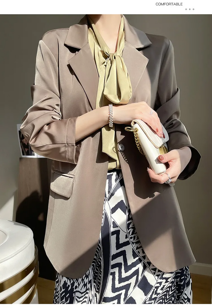 Women Fashion Casual Long Sleeve Solid Color Blazer Coat