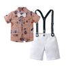 Kids Toddler Boys Summer Fashion Casual British Style Color Bow Lapel Shirt Suspender Trousers Boys Party Clothing Set