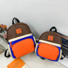 Kids Boys Girls Fashion Casual Cute Preppy Colorblock Canvas Zipper Backpacks Bags